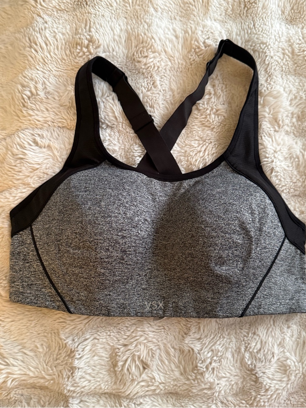 Victoria's Secret Grey and Black Crossback Sports Bra